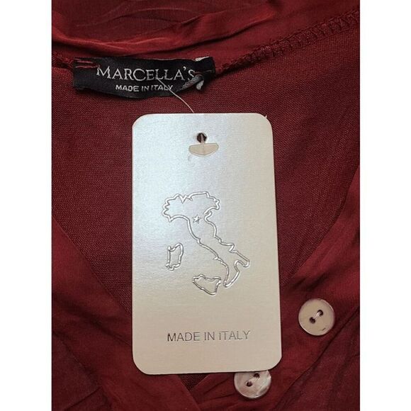 MARCELLA’S Long Sleeve Red Tiered Boho Dress Made in Italy SIZE M NWT - Picture 9 of 10